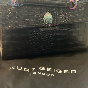 Kurt Geiger Black Croc-Embossed Women's Bag